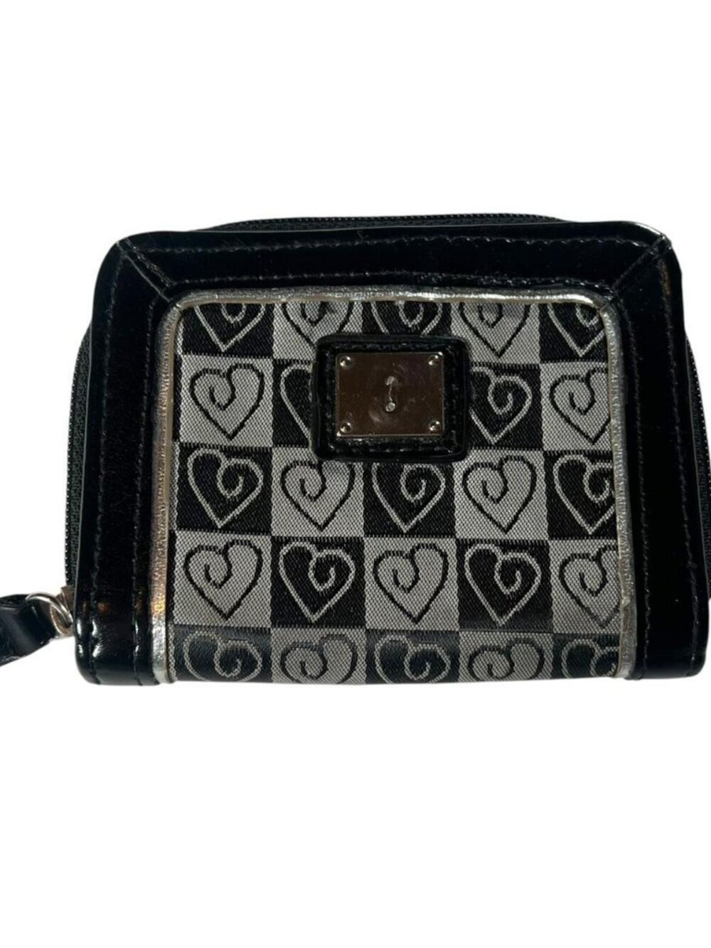 Y2K Black & Grey Heart Checker Wallet + Zip Around Coin Purse
